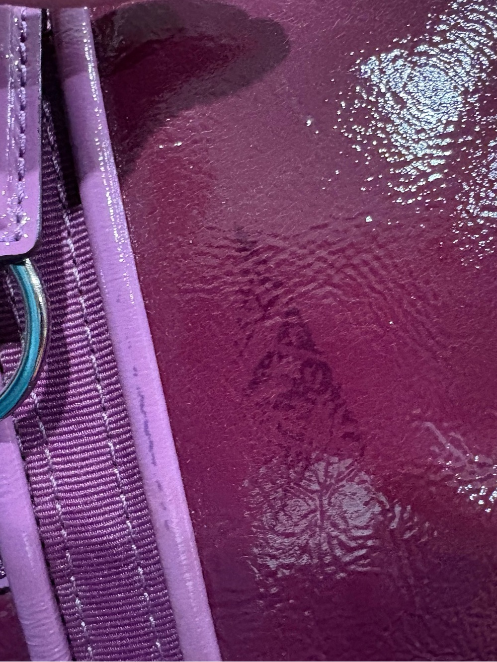 Coach Poppy Patent Leather Tote Bag Style 13836 Purple Pink Gold Hardware - Picture 10 of 16